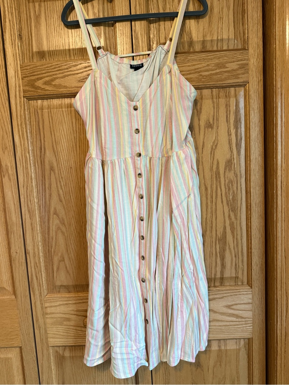 Torrid Striped Pastel Button-Front Sundress